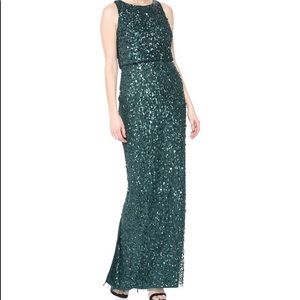 Adrianna Papell Dusty Emerald Beaded Gown